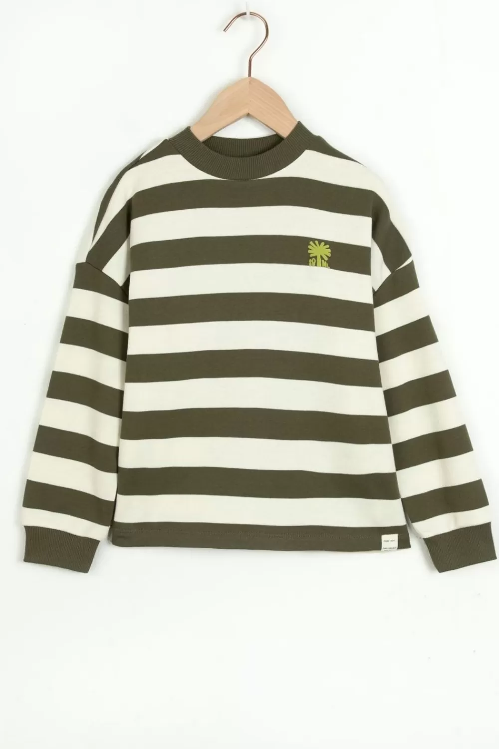 Kids Sissy-Boy Truien En Vesten>Donkergroen Met Wit Gestreepte Boxy Sweater