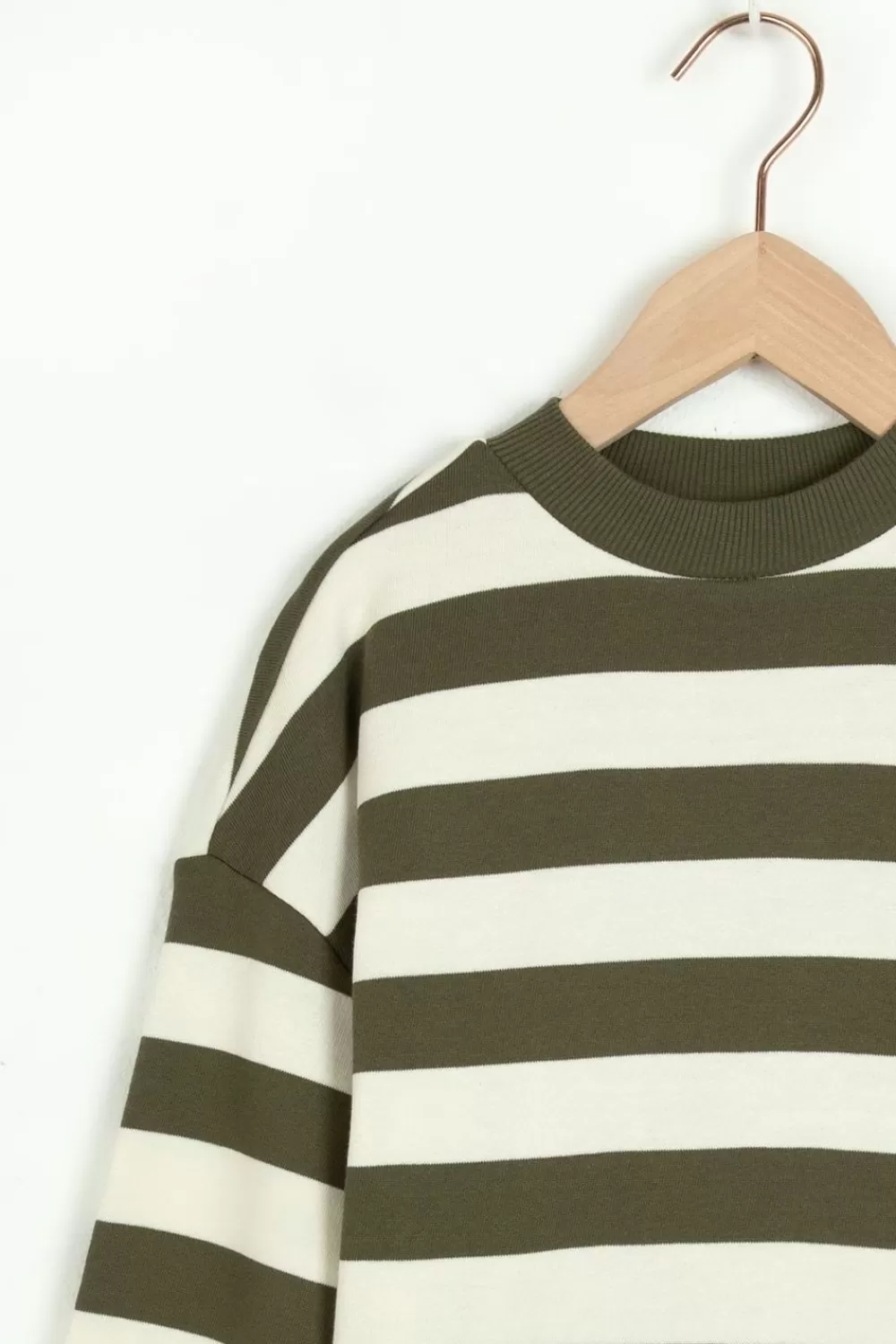 Kids Sissy-Boy Truien En Vesten>Donkergroen Met Wit Gestreepte Boxy Sweater