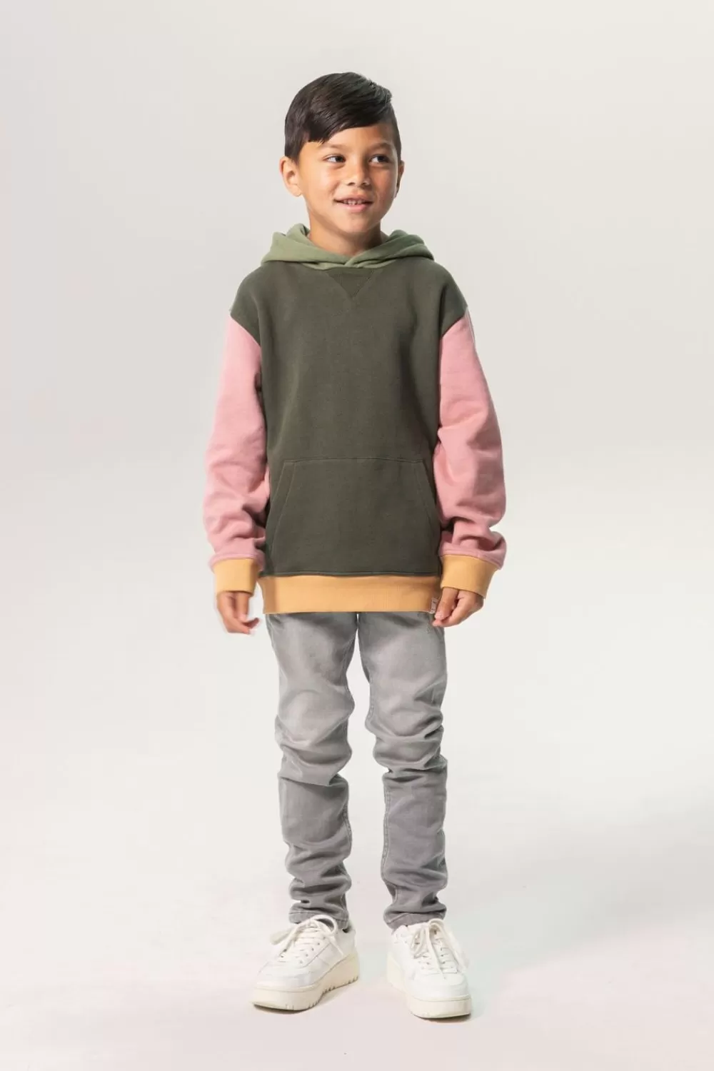 Kids Sissy-Boy Truien En Vesten>Donkergroene Colorblock Oversized Hoodie