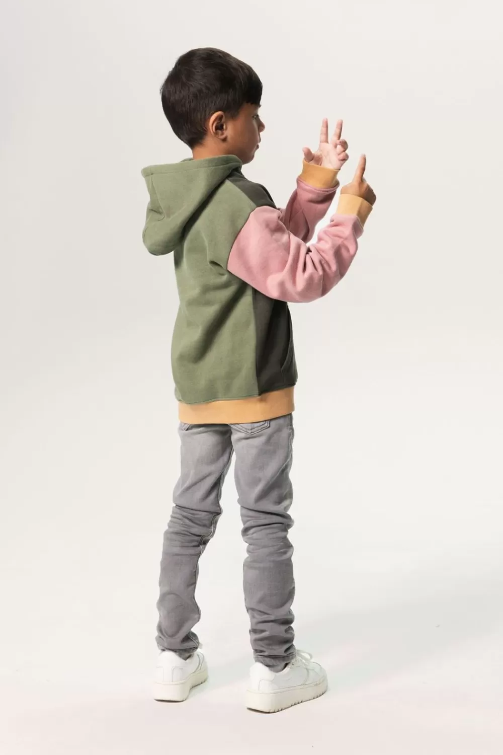 Kids Sissy-Boy Truien En Vesten>Donkergroene Colorblock Oversized Hoodie