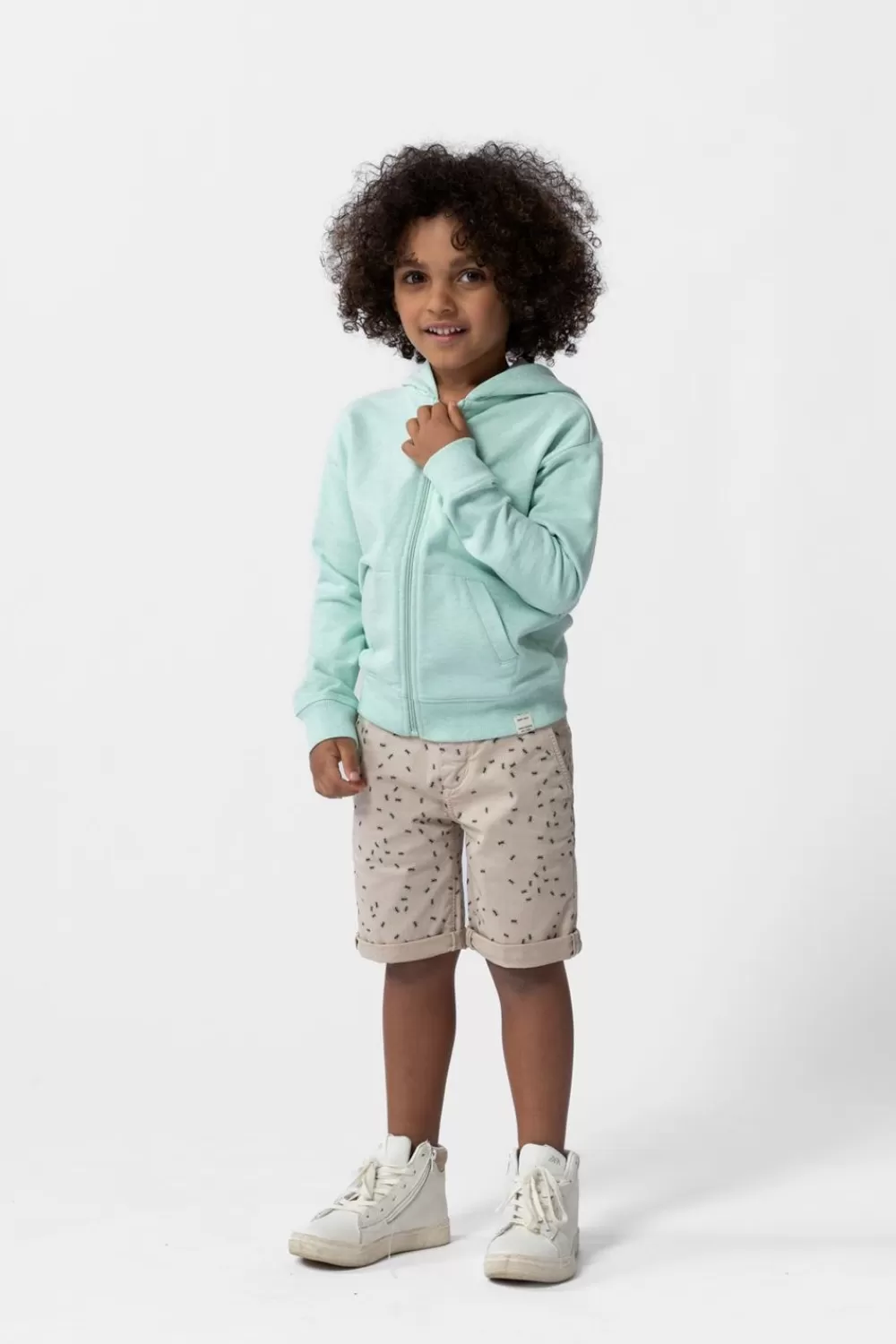 Kids Sissy-Boy Broeken>Grijze Chino Shorts Met Print