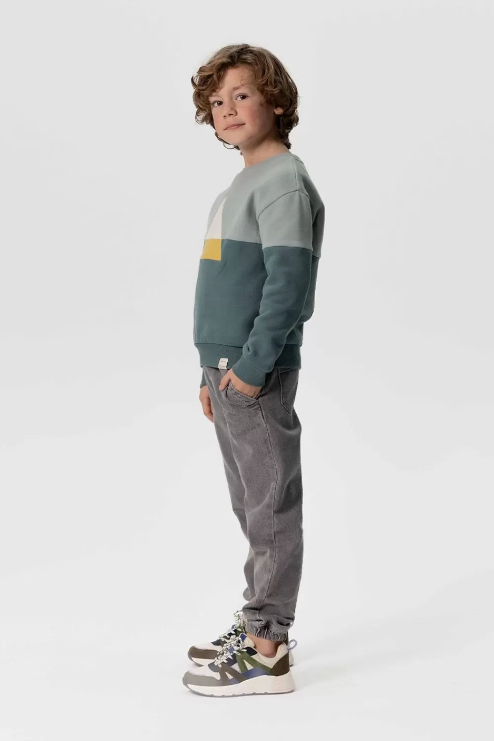 Kids Sissy-Boy Broeken>Grijze Denim Pull On Broek Met Aantrekkoorden