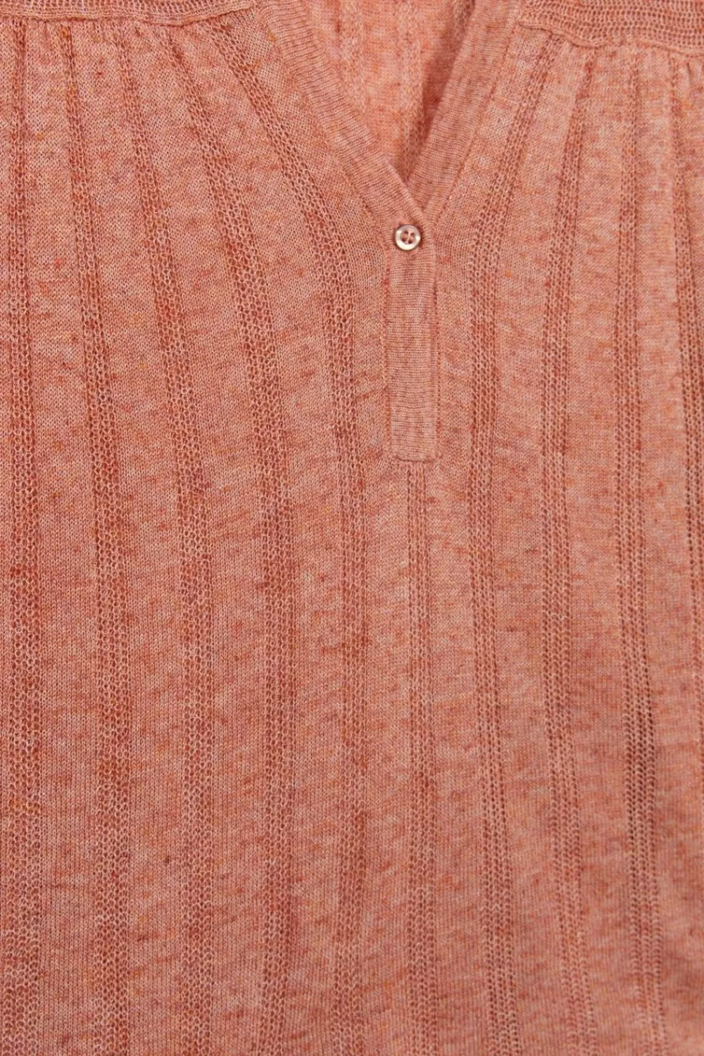 Dames Sissy-Boy Truien En Vesten>Koraal Roze Ajour Gebreide Trui Met Korte Mouwen
